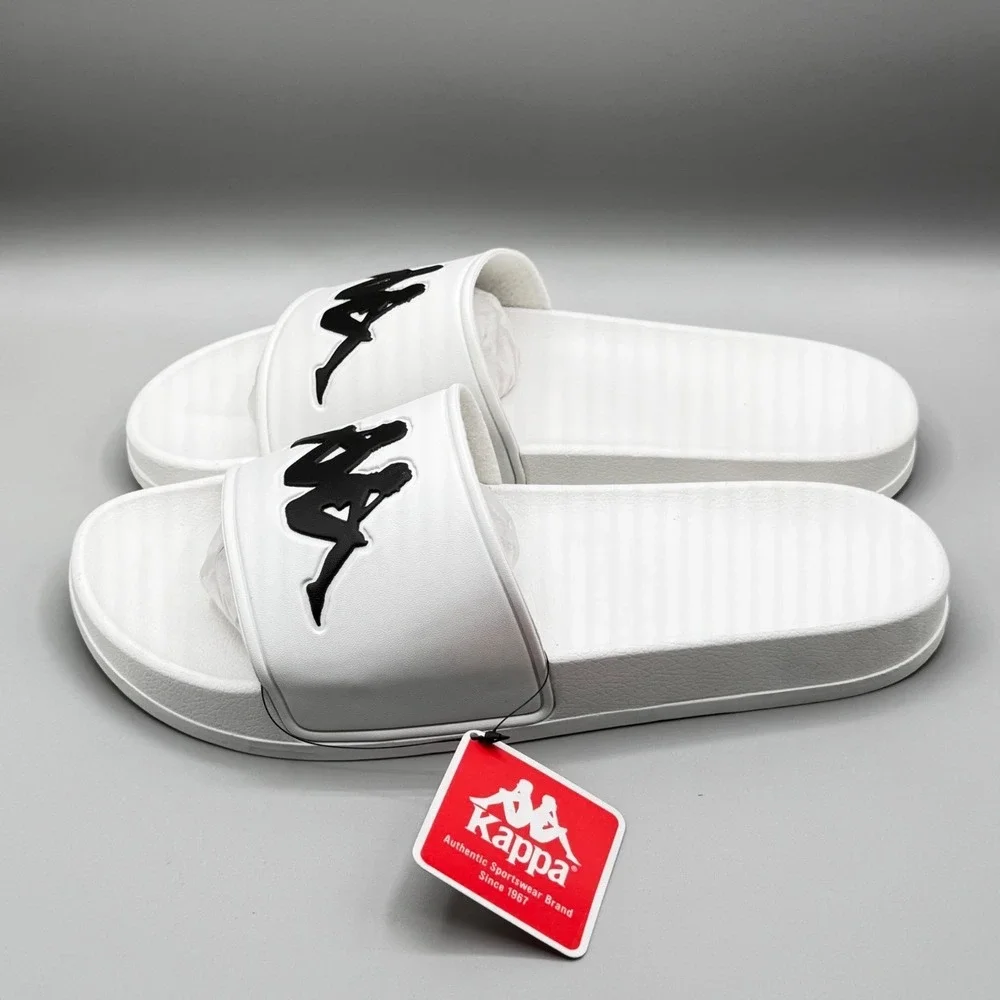 Kappa Authentic Adam 2 Slides White Black Sandals 303GAD0 Mens Size 10.5 US